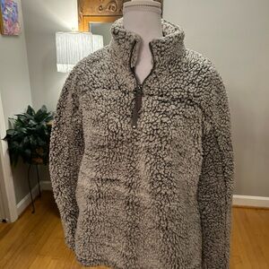 Thread & Supply Gray Zip-Up Sherpa Pullover
